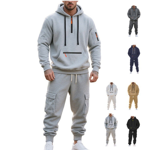 Herren Urbane Cargo-Jogging-Set mit Utility-Hoodie, Reißverschluss-Details und Cargo-Joggers Shop Nory
