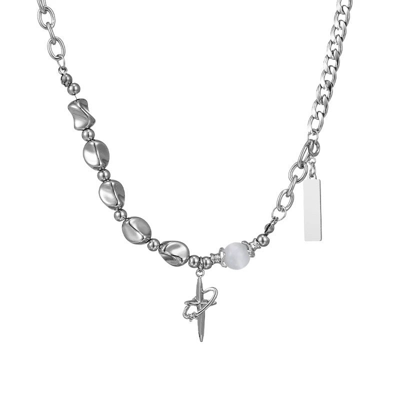 Damen Halskette mit modernem Mix aus Metall- und Edelsteinelementen Shop Nory