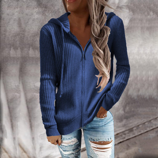 Damen Kapuzenjacke aus strukturiertem Material mit praktischen Taschen