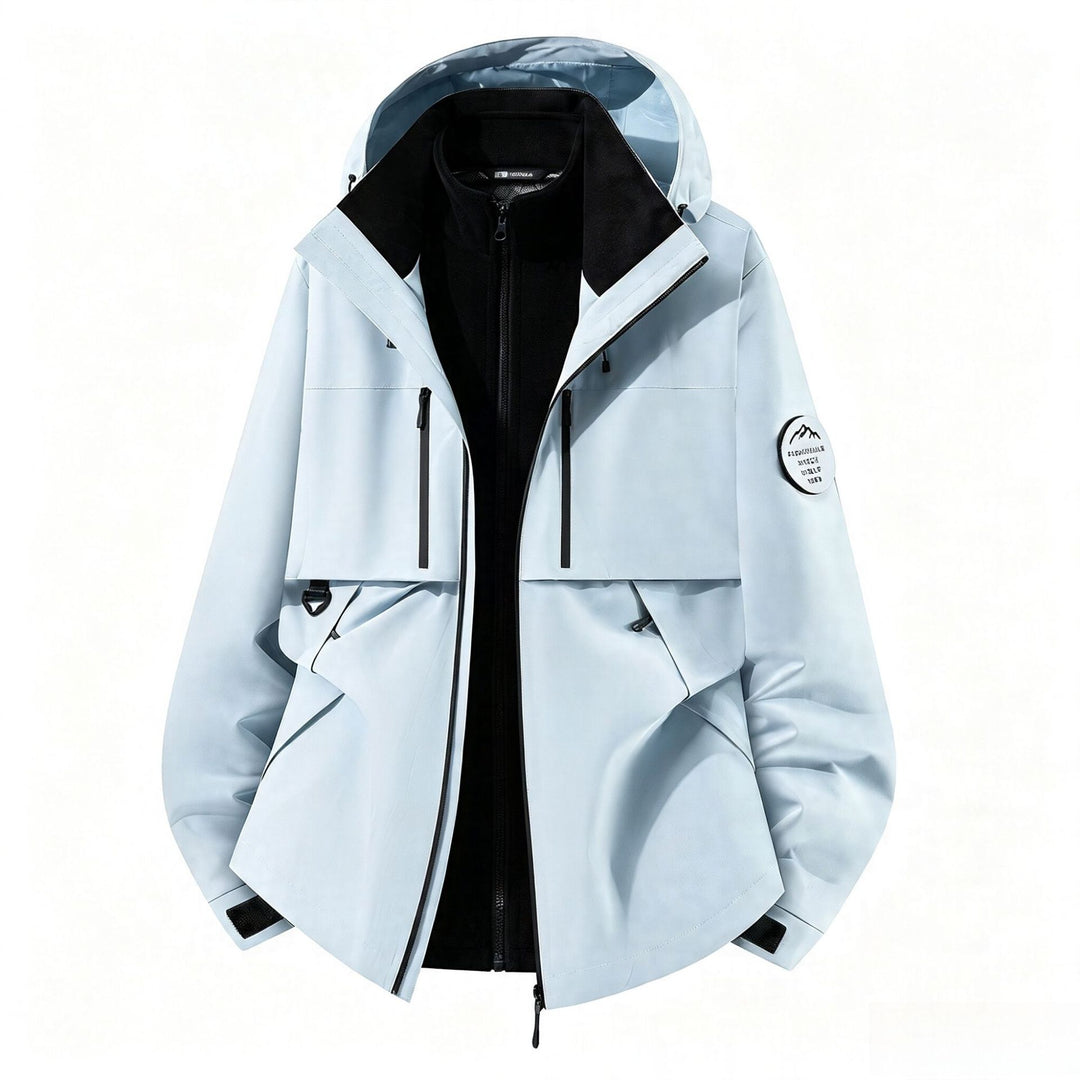 Herren dreilagige Softshell-Outdoorjacke mit herausnehmbarem Fleecefutter und Kapuze Shop Nory