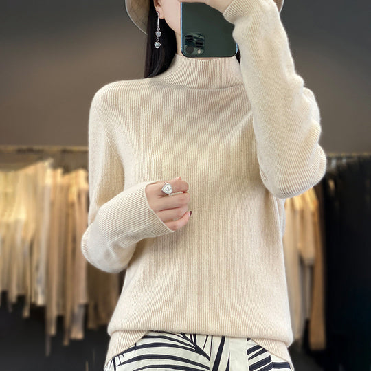 Damen Premium-Feinstrick-Mockneckpullover mit extra langen Ärmelabschlüssen und feiner Rippenstruktur Shop Nory