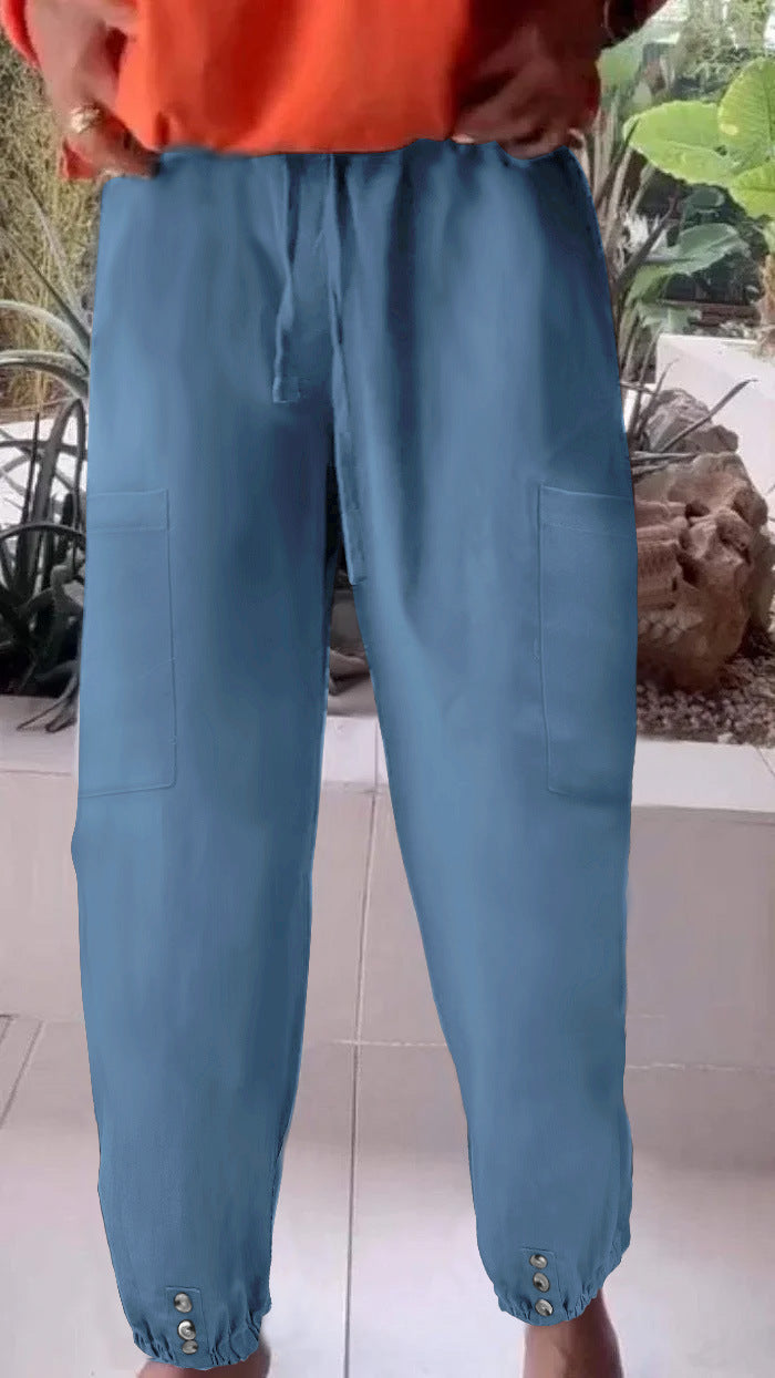 Damen Cargo-Jogginghose mit Kordelzug, aufgesetzten Taschen und Knopfmanschetten Shop Nory