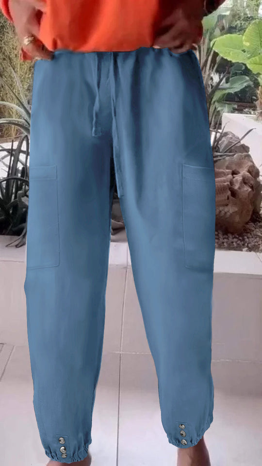 Damen Cargo-Jogginghose mit Kordelzug, aufgesetzten Taschen und Knopfmanschetten Shop Nory