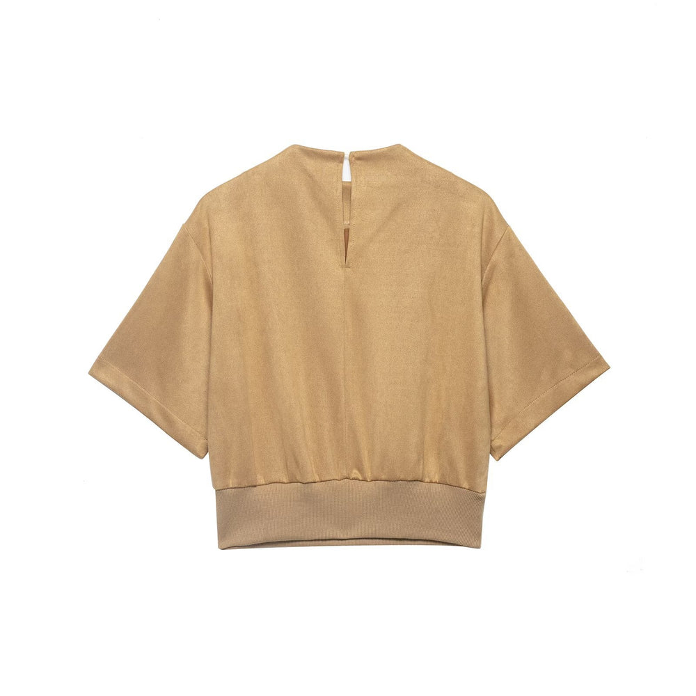 Damen Cropped T-Shirt mit elegantem Bund