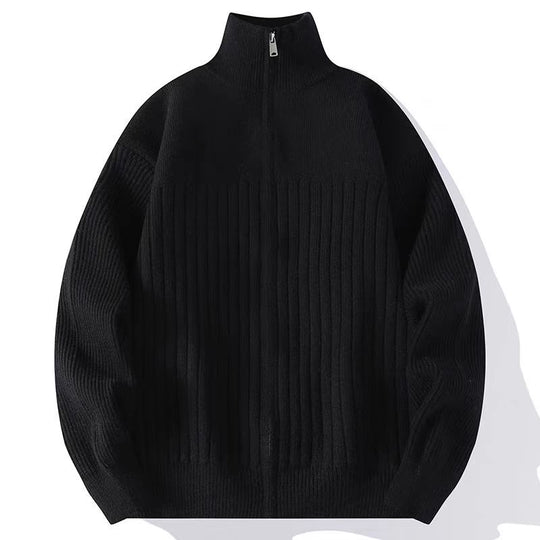 Herren Strukturierter Strickpullover mit halbem Reißverschluss und Rippenstruktur Shop Nory