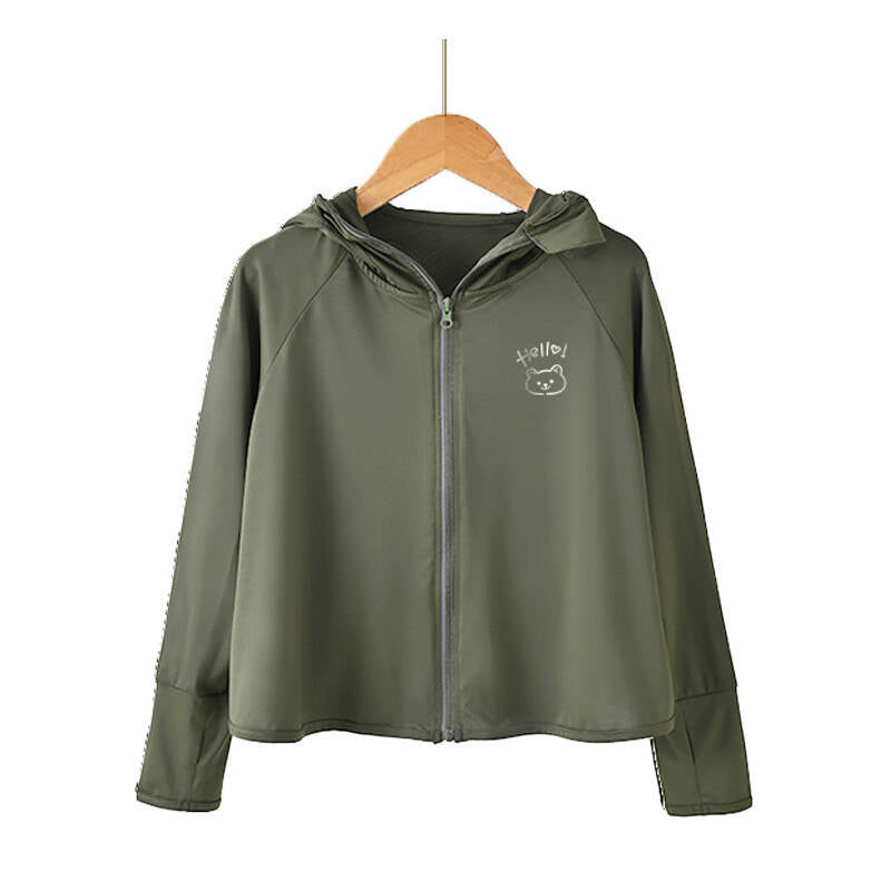 Unisex nan atmungsaktive Kinder-UV-Schutzjacke mit A-Linien-Schnitt, Kapuze und Daumenlöchern  Shopnory