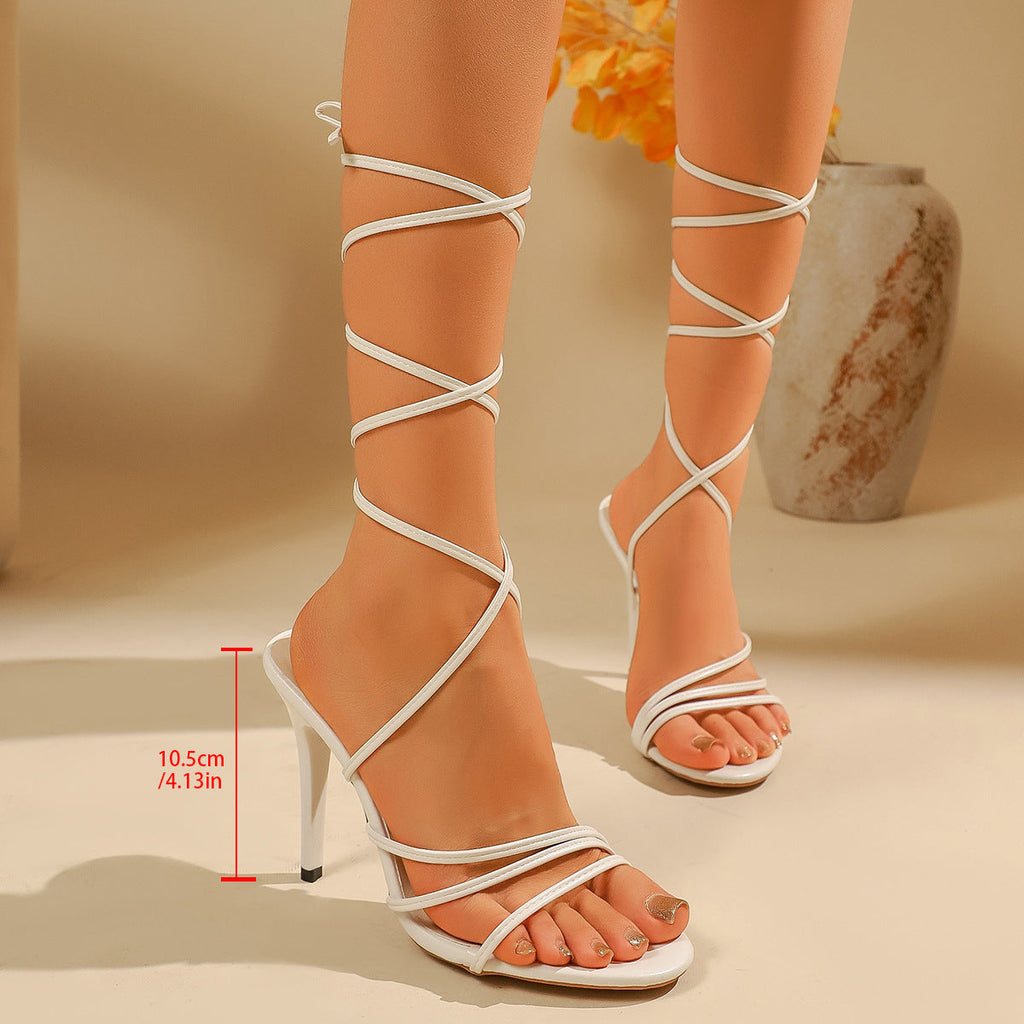 Damen elegante High Heels mit kunstvollen Kreuzriemen