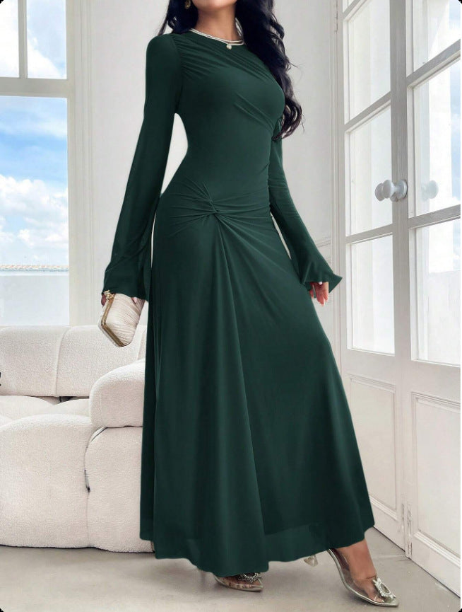 Damen Maxikleid mit geraffter Taillenpartie und Glockenärmeln Shop Nory