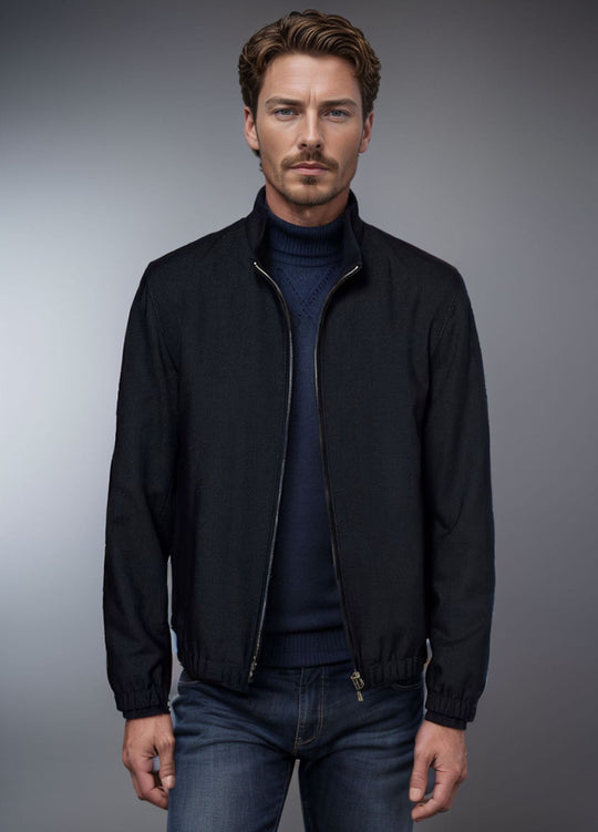 Herren Leichte Zip-Übergangsjacke mit Stehkragen und minimalen Nähten Shop Nory