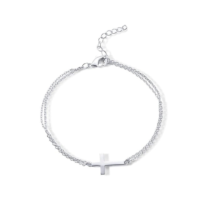 Damen Armband mit elegantem Kreuzanhänger aus feinem Edelstahl Shop Nory