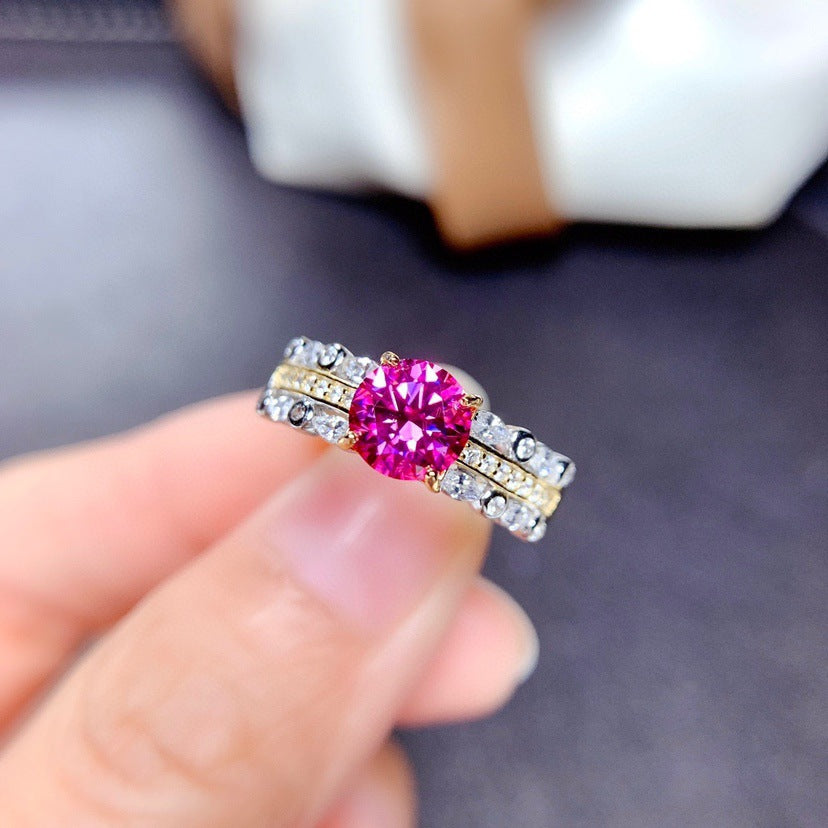 Damenring mit majestätischem, rundem Edelstein und glitzerndem Zirkonia-Besatz Shop Nory