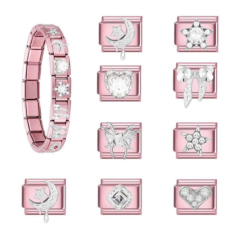 Mond- und Stern-Charm Für Modulare Armbänder mit Tropfen-Detail
