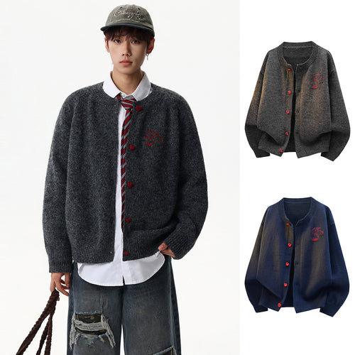 Damen Kuscheliger Grobstrick Cardigan mit Herz-Knöpfen Shop Nory