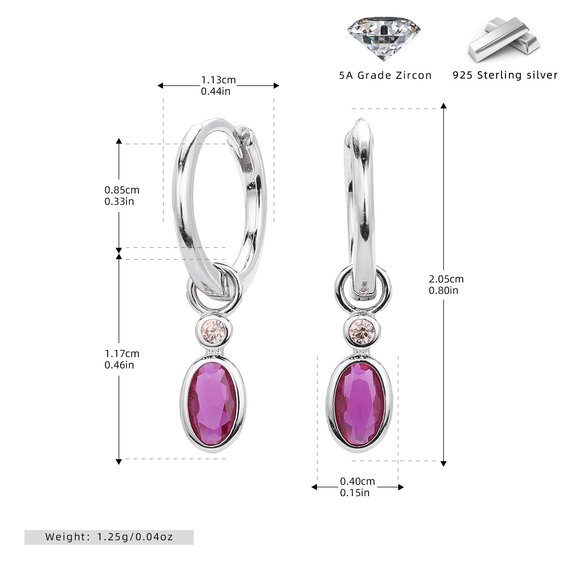 Damen Ohrhänger mit luxuriösem Zirkon Anhänger aus hochwertigem 925 Sterling Silber Shop Nory