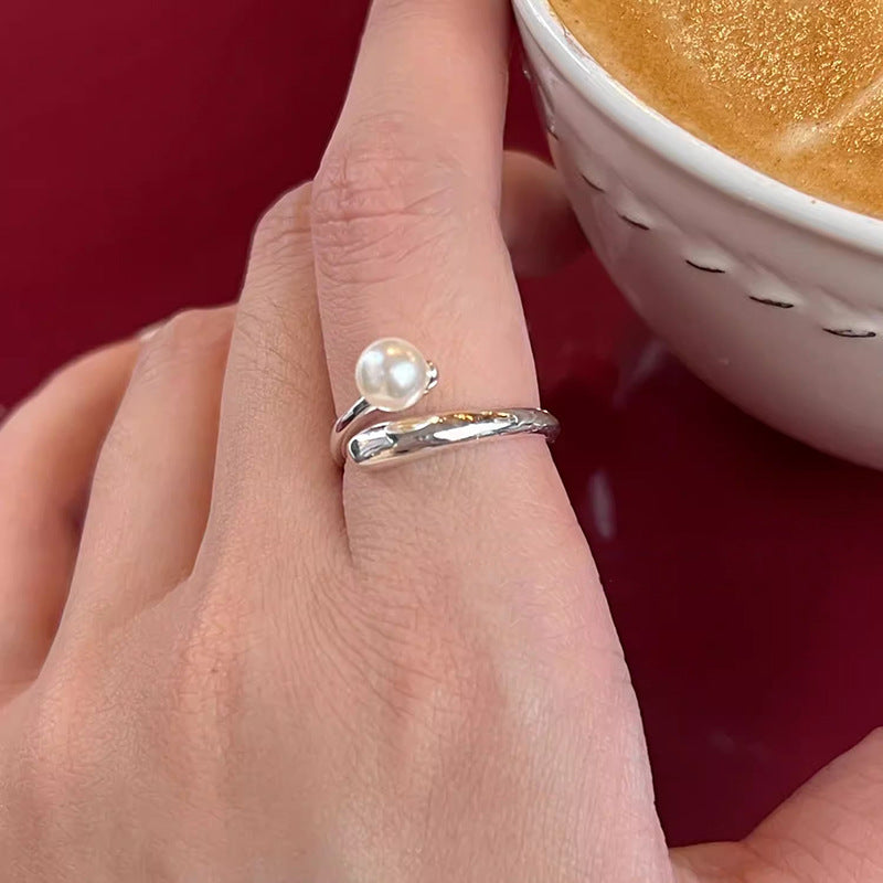 Damen eleganter Perlenring mit modernem Design Shop Nory