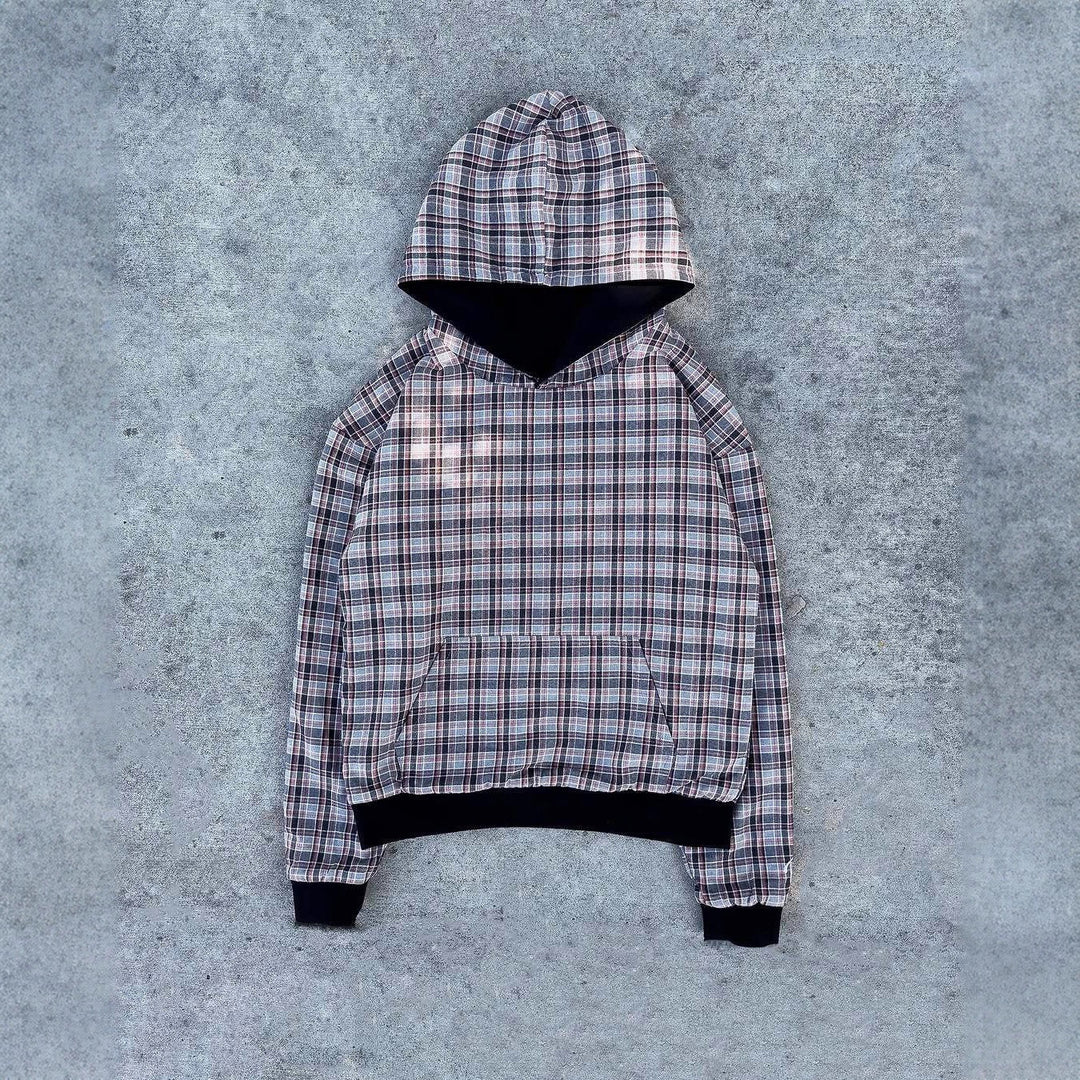 Damen Kapuzenpullover mit modernem Karo-Futter