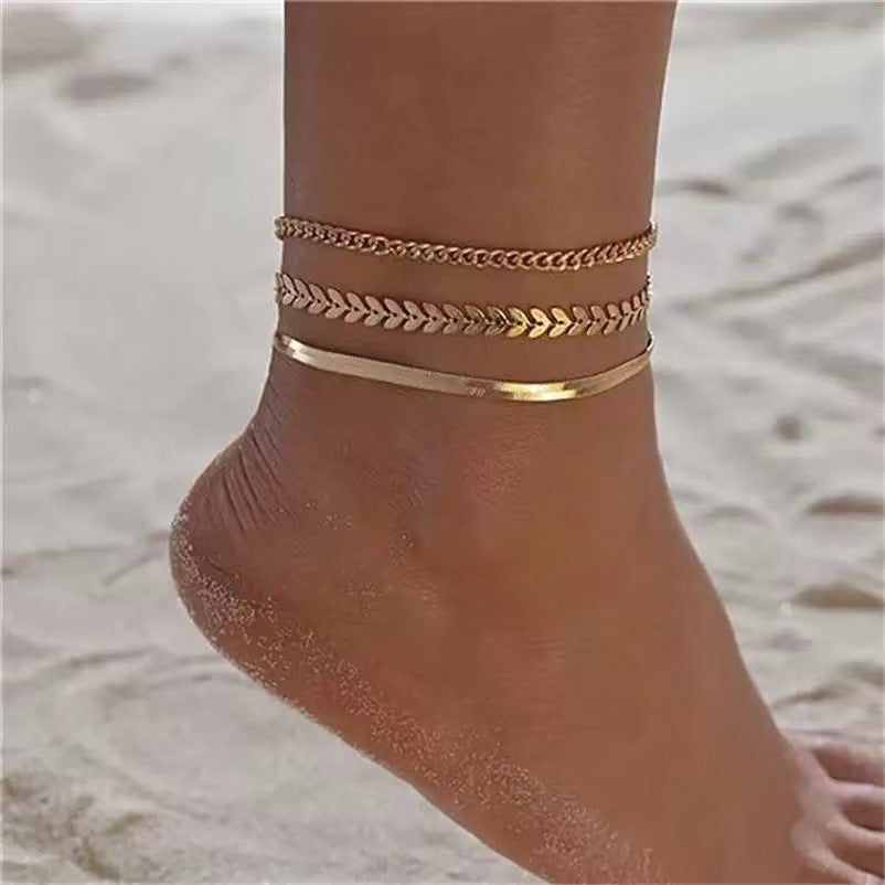 Damen elegantes Fußkettchen mit funkelnden Zirkonia-Elementen Shop Nory