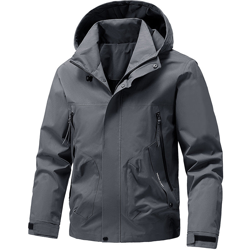 Herren Atmungsaktive Softshell Outdoorjacke mit winddichter Membran, verstellbarer Kapuze und Reißverschlusstaschen Shop Nory