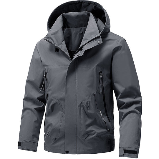 Herren Atmungsaktive Softshell Outdoorjacke mit winddichter Membran, verstellbarer Kapuze und Reißverschlusstaschen Shop Nory