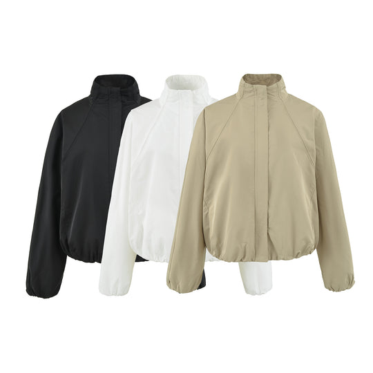 Damen Leichte Regen- und Windjacke mit Stehkragen, verdecktem Reißverschluss und elastischem Saum Shop Nory