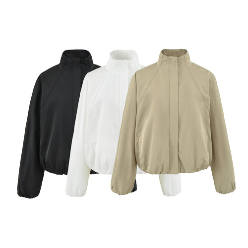 Damen Leichte Regen- und Windjacke mit Stehkragen, verdecktem Reißverschluss und elastischem Saum Shop Nory