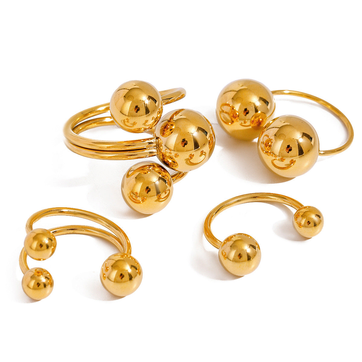 Damen Offener Ring mit elegantem Doppel-Kugel-Design Shop Nory