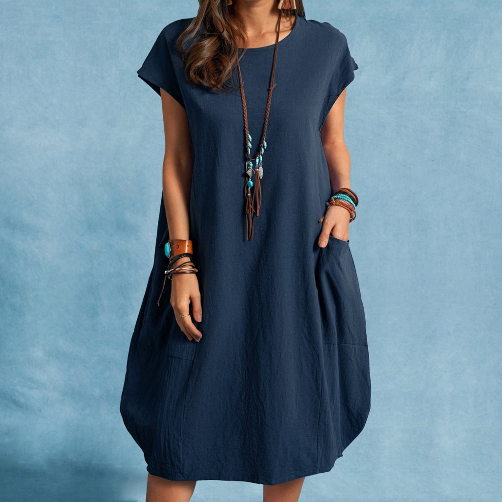 Damen luftiges Sommerkleid mit praktischen Taschen und modernem Schnitt