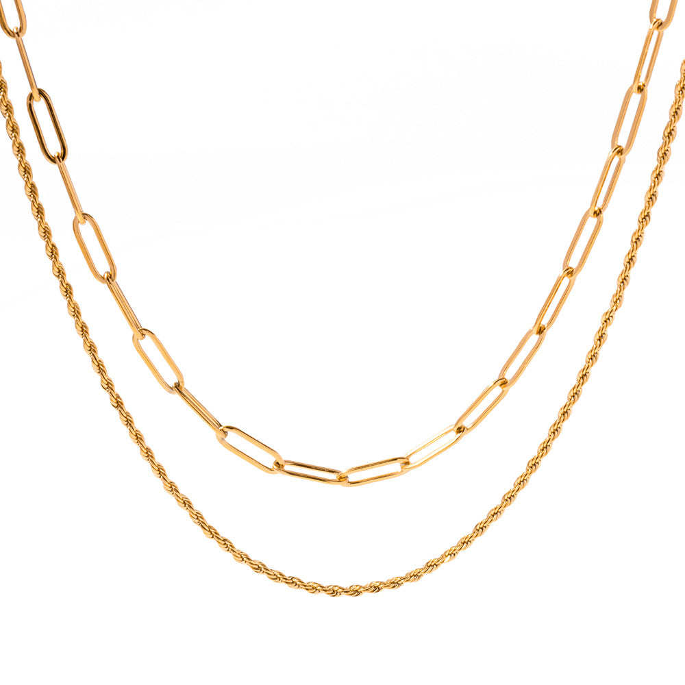 Damen Halskette mit doppeltem Glieder- und Kordel-Design Shop Nory