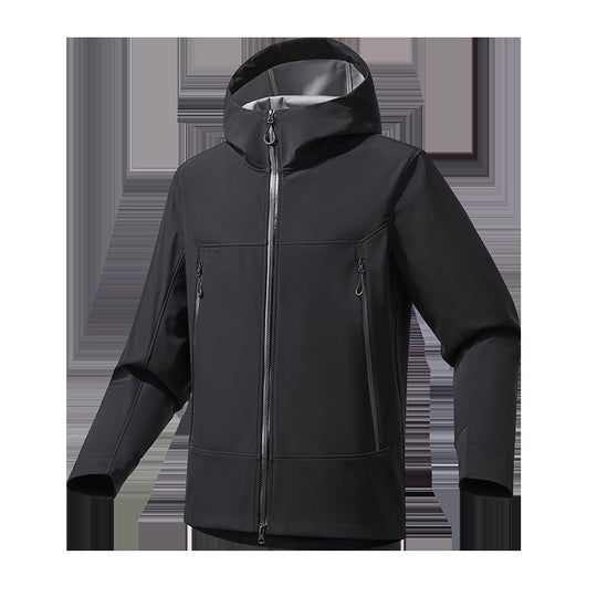 Herren Softshell‑Kapuzenjacke mit Stretch, wind- und wasserabweisender Membran und Zwei‑Wege‑Reißverschluss Shop Nory