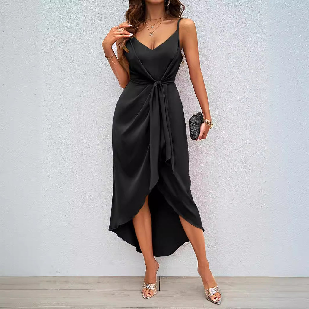 Damen Midikleid mit raffiniertem Wickeldesign und verstellbaren Trägern