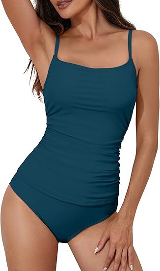 Damen Hochtaillierter Badeanzug mit Ripp-Design Shopnory