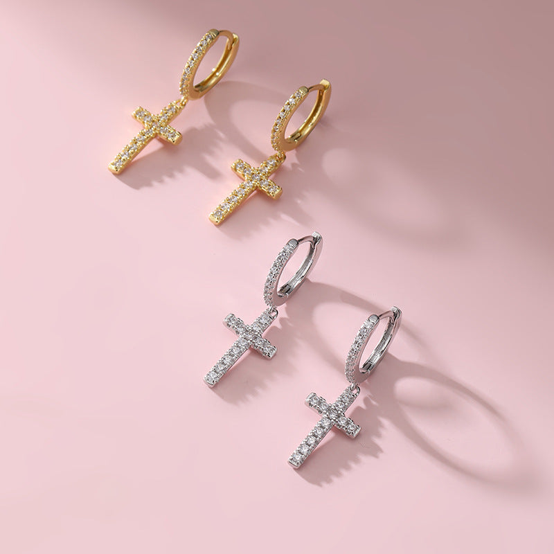 Damen Ohrhänger mit funkelndem Kreuz-Design Shop Nory