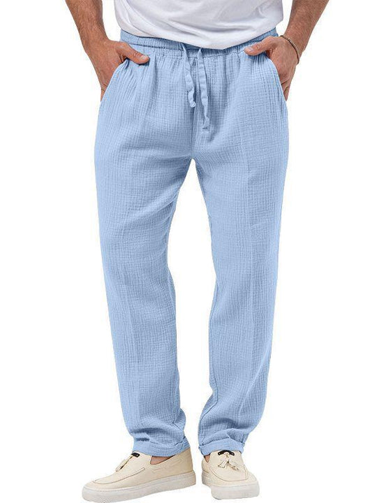 Herren nan entspannte Baumwoll-Musselin-Hose mit elastischem Tunnelzugbund und geradem Bein Shop Nory