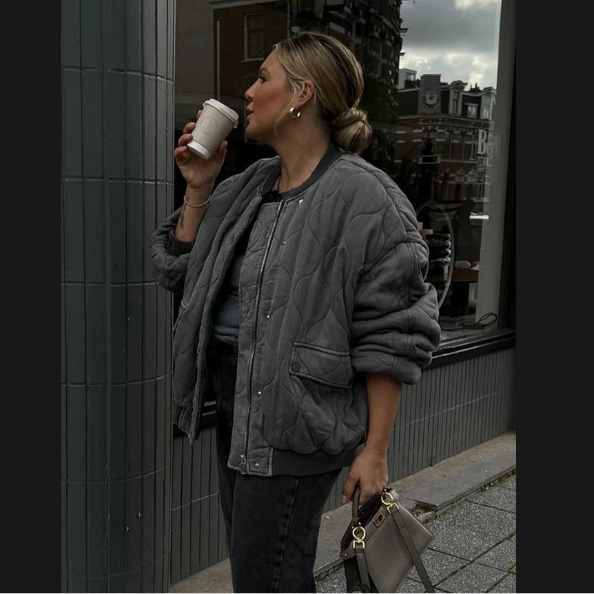 Damen gesteppte Oversized-Bomberjacke mit weichem Futter und luxuriösem Schnitt