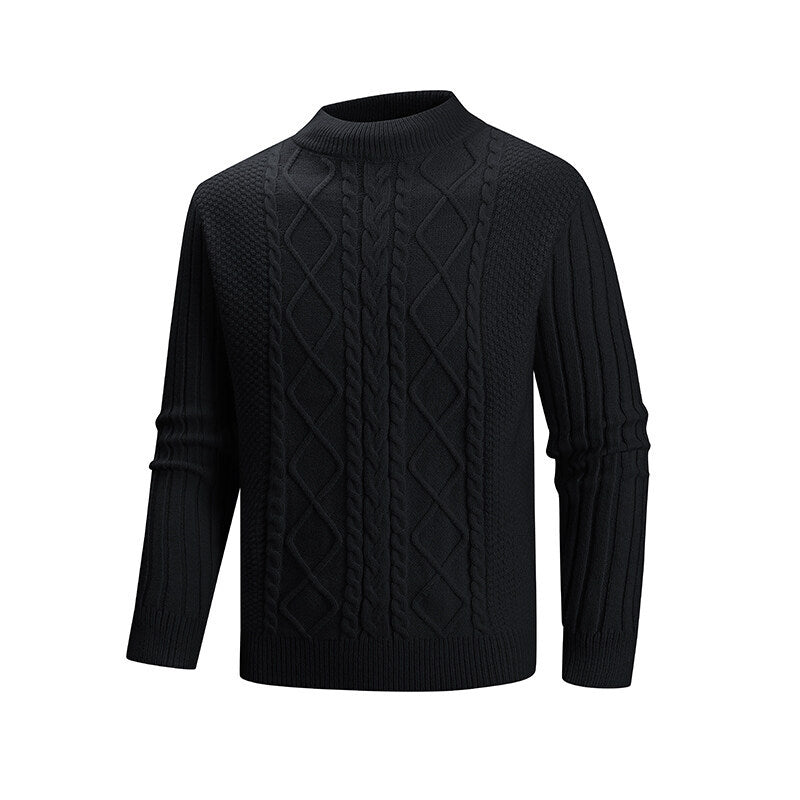 Herren Feinstrick-Rollkragenpullover mit Zopfmuster und gerippten Ärmeln Shop Nory