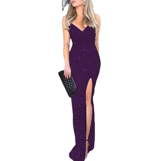 Damen Glamouröses Abendkleid mit seitlichem Schlitz und elegantem Ausschnitt