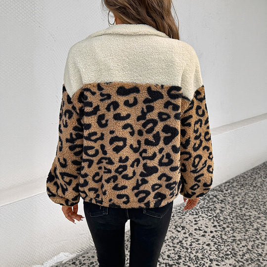 Damen Gemusterte Teddy-Jacke mit Leopardenprint Shop Nory