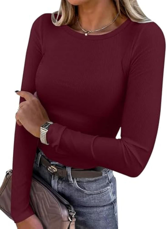 Damen Schmalgeschnittenes Ripp-Longsleeve mit Rundhalsausschnitt und Stretch-Baumwollmix Shop Nory