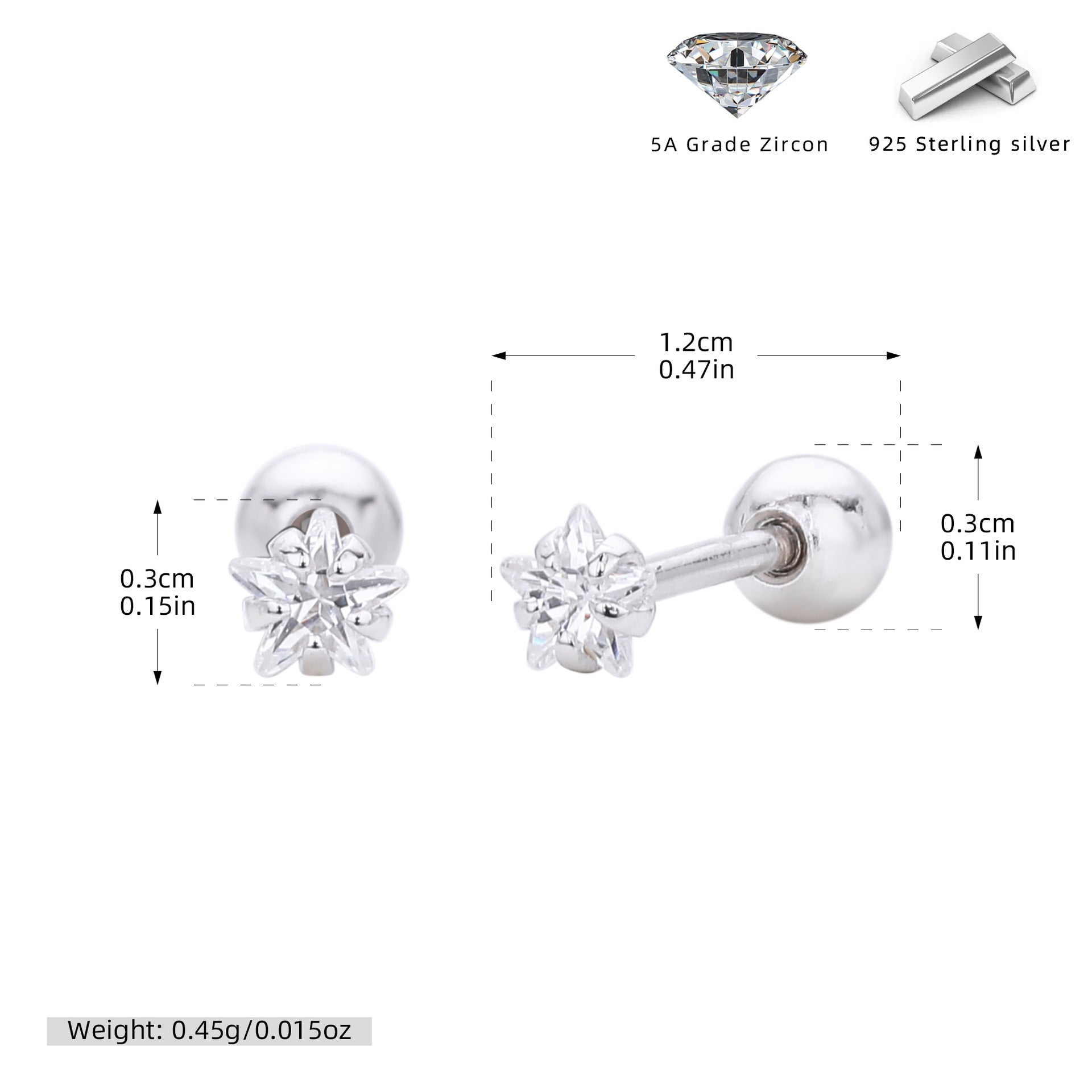 Damen Ohrstecker mit funkelndem Zirkon und hochwertiger 925er Sterling Silberfassung Shop Nory