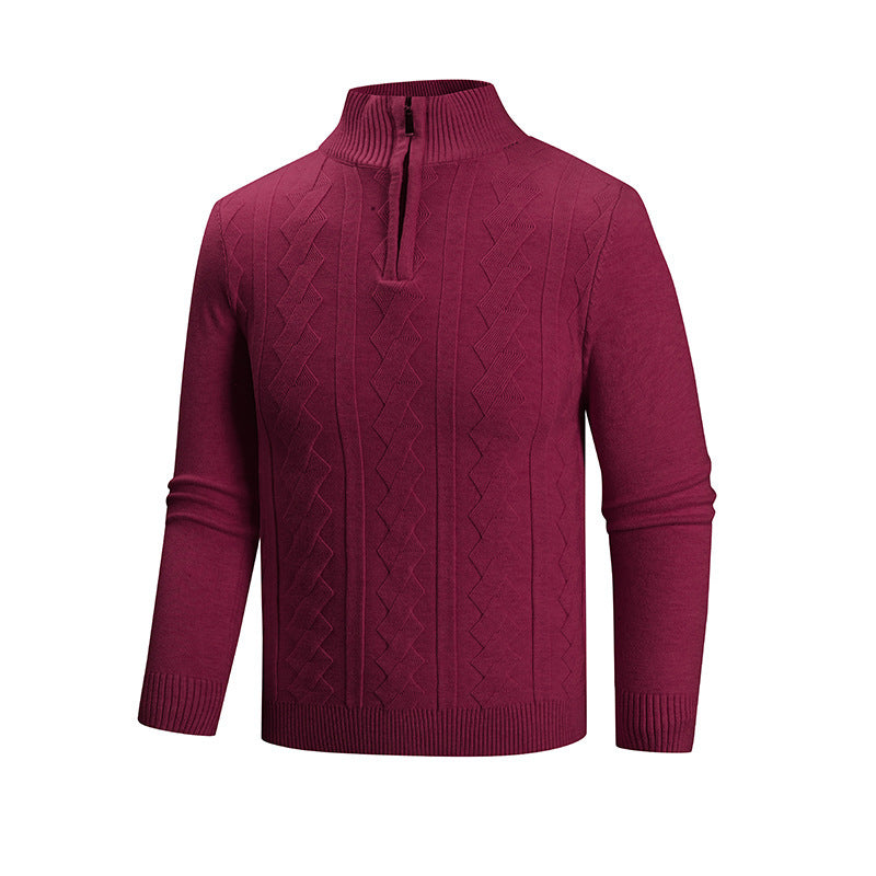 Herren Feinstrick-Halbzipp-Pullover mit Zopfmuster und Stehkragen Shop Nory