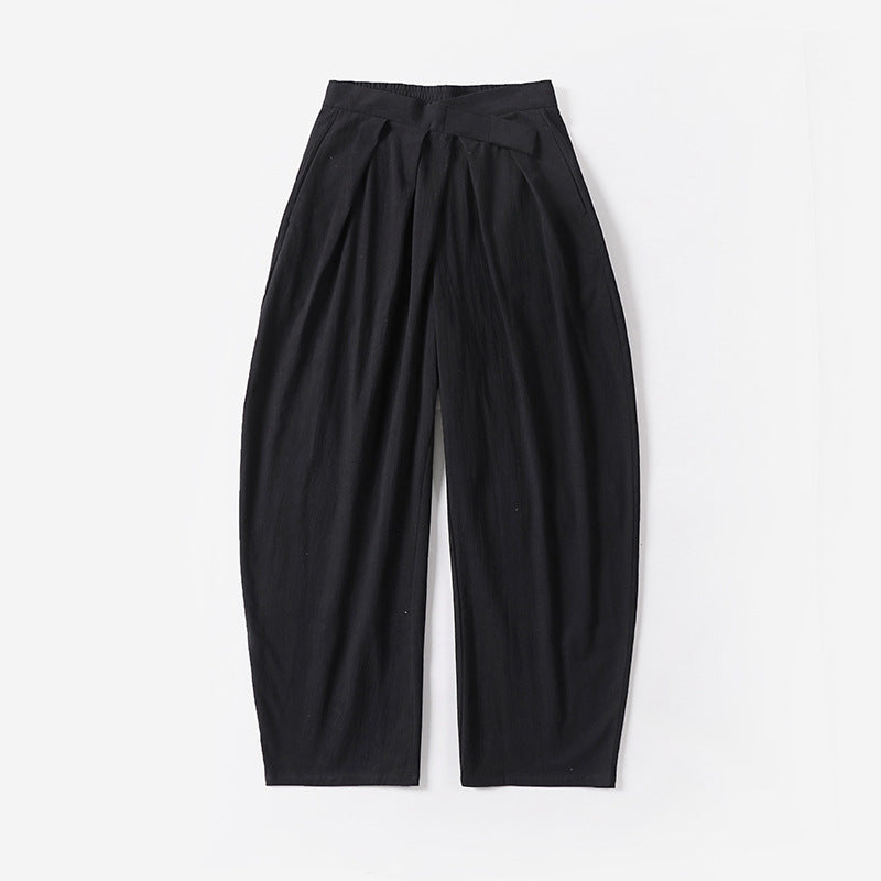 Damen Elegante Bundfalten-Hose mit ballonförmigem Bein und elastischem Taillenbund Shop Nory