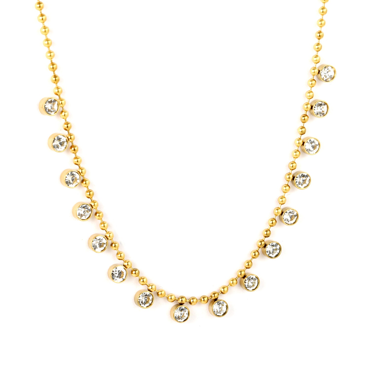 Damen zarte Halskette mit funkelnden Kristallen und eleganten Perlenakzenten Shop Nory