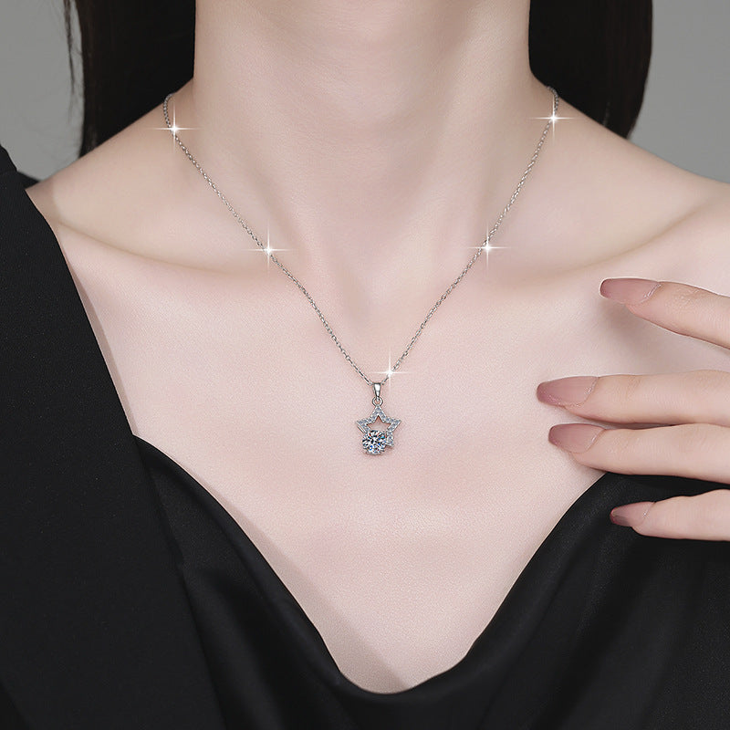 Damen Halskette mit funkelndem Sternanhänger und Zirkonia-Besatz Shop Nory
