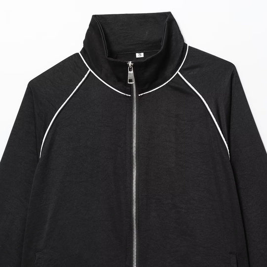 Damen Cropped Sportive Trainingsjacke mit Stehkragen und Kontrastpaspel Shop Nory