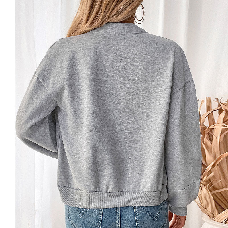 Damen lässige Sweatjacke mit voluminösen Ärmeln