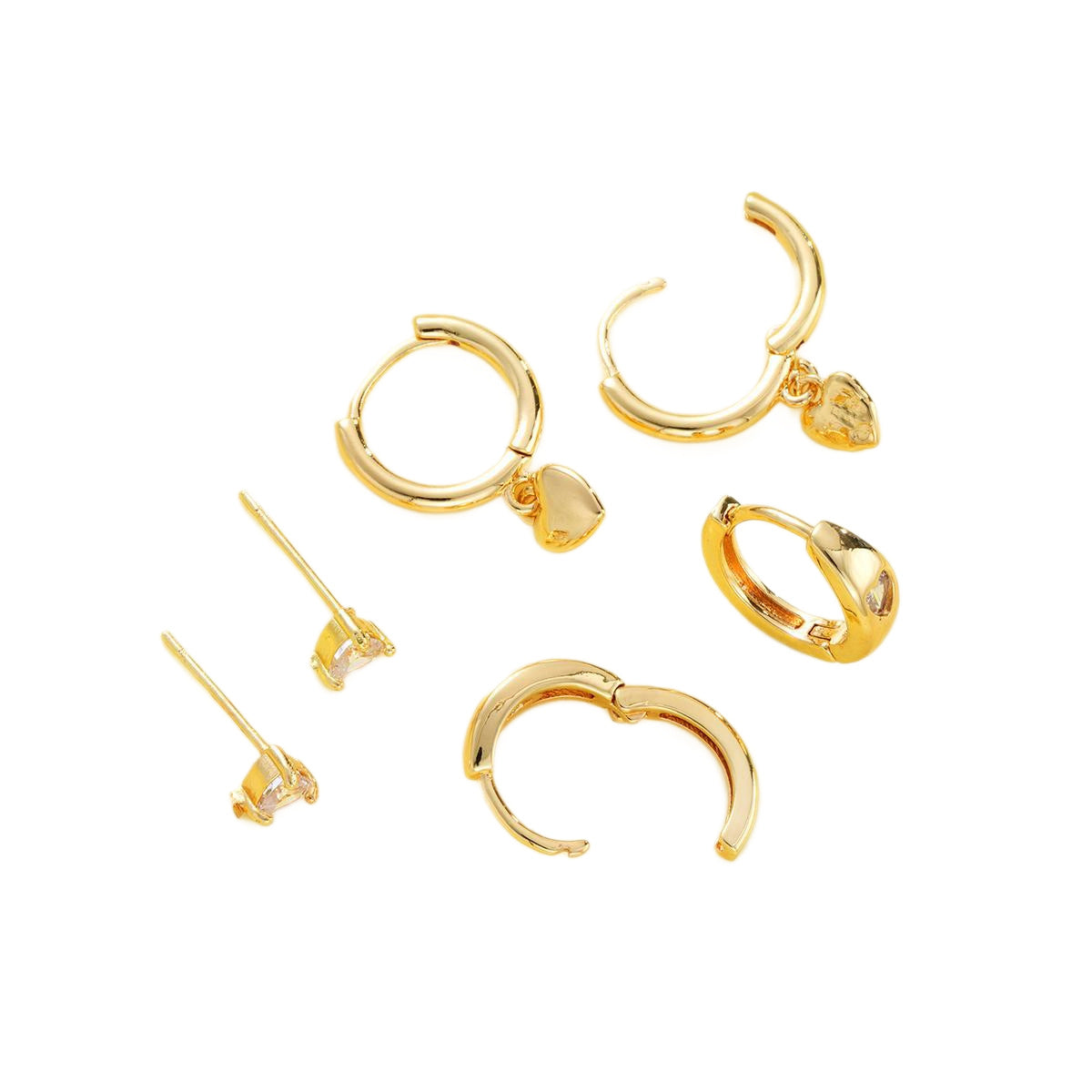 Damen Ohrringe-Set mit herzförmigen Anhängern und funkelnden Zirkonia Shop Nory
