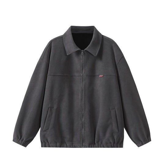 Unisex Fleece‑Blousonjacke im Boxy‑Cut mit Hemdkragen, durchgehendem Reißverschluss und elastischem Saum Shop Nory