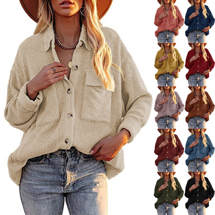 Damen Oversize-Feinstrick-Hemdjacke mit Knopfleiste und Brusttaschen Shop Nory