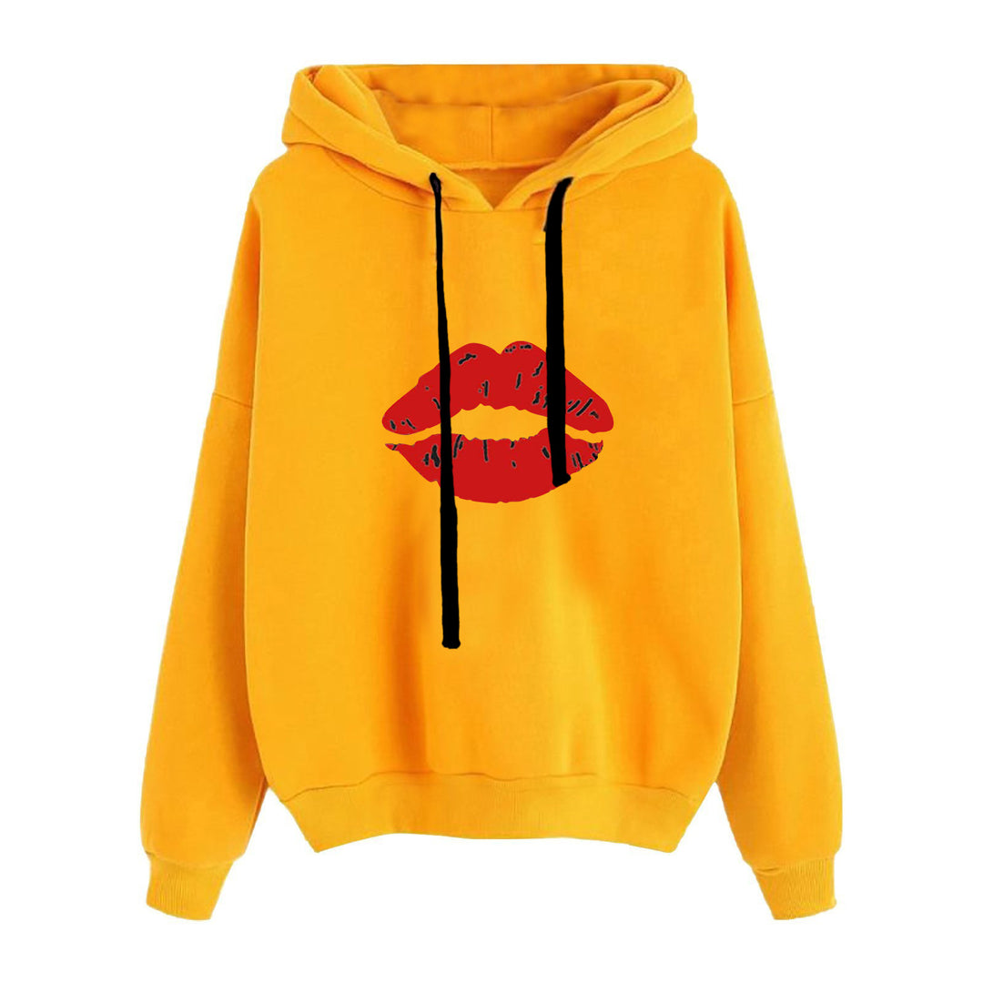 Damen nan lässiger Oversize Kapuzenpullover mit Herz‑und‑Pfotenprint, Kordelzug und gerippten Bündchen Shop Nory