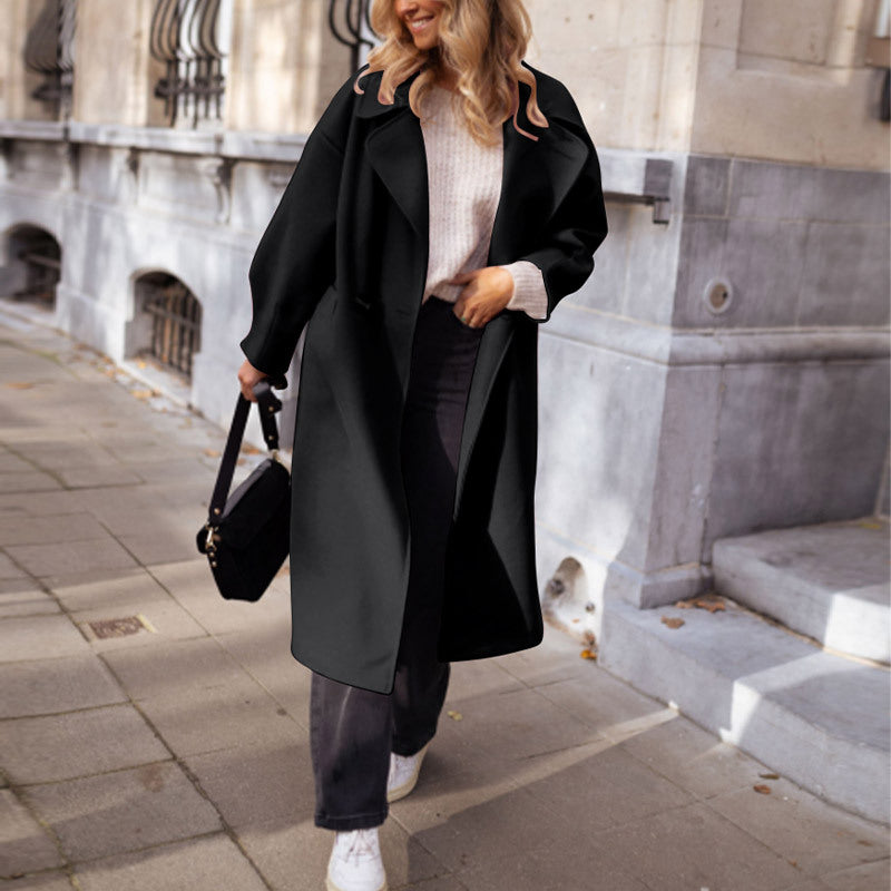 Damen Oversize-Mantel mit weitem Revers, überschnittener Schulter und verdeckter Knopfleiste Shop Nory